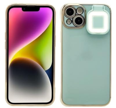 HUUMAGIC For IPhone 12 13 14 Pro Max Ring Light Flash Case Selfie Flashlight Cellphone Case Cover For IPhone 14 Plus XS XR 11 12 13,green,For iPhone 12Pro