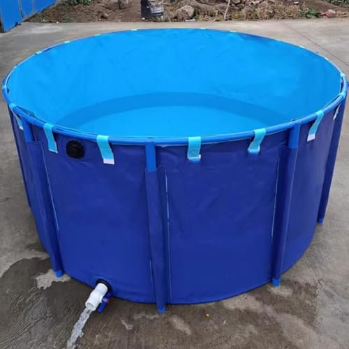 Piscine ronde portable en toile avec support 1100L PVC réservoir de stockage d'eau grande piscine aquaculture pliable et facile à installer Bleu 1,2 x 1 m