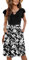 PLOKNRD Femme Robes D'été Col en V Décontractée à Manches Volantées Robe pour Femme Chic et élégante avec Poches(Fleurs Blanches Noires,M)
