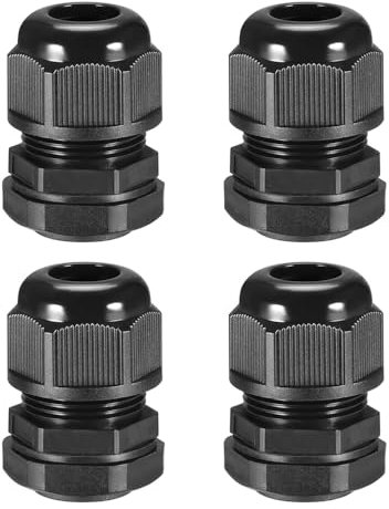 4 Pcs Cable Gland, PG21 Nylon Cable Connectors Waterproof Wire Gland Joints Wire Protector for 12-18mm Dia Wires (Black)