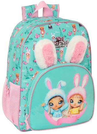 Safta NANANA BUNNY Schulrucksack für Kinder, Kinderrucksack, anpassbar an Kinderwagen, ideal für Kinder im Schulalter, bequem und vielseitig, Qualität und Widerstandsfähigkeit, 33 x 14 x 42 cm, Türkis