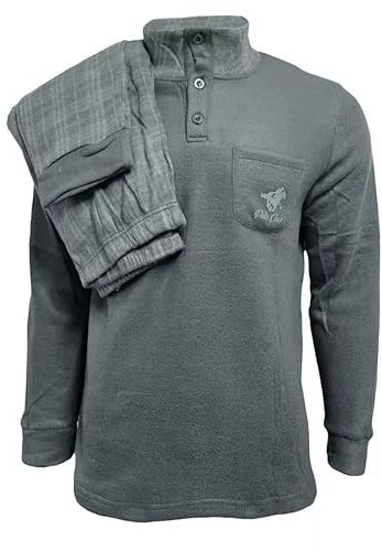 DEMONA Pigiama Uomo Invernale Molto Caldo in Morbidissimo Pile Maglia Pantalone Inverno SPEDIZIONE Gratuita (IT, Testo, XXL, Regular, Regular, XDanny-A/Grigio)