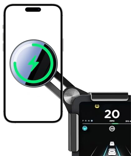 for Tesla Model Y Model 3 Cybertruck 15W Phone Charger Holder [No Annoying Light], Car Charger Phone Mount for Magsafe, Aadapted to iPhone 12 to 16 Series, for Tesla Accessories with 5-foot Cable
