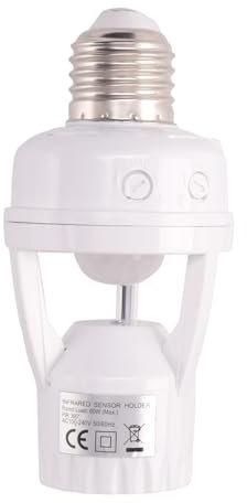 Grnlucja E27 LED 220V Screw Light Bulb Holder LED PIR Infrared Motion Sensor Lamp with Switch Socket Identify E27 Motion Sensor