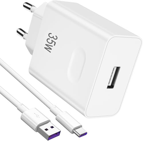 35 W Supercharge Caricabatterie Rapido per Honor X6b X8c X8b Magic7 6 Lite 200 Smart/Lite,35 W Supercharge Charger con 5 A Cavo USB C 1 m per Honor 400 90 70 Lite Magic6 6Pro X8a X7a X6a Pad X8a X9a 9