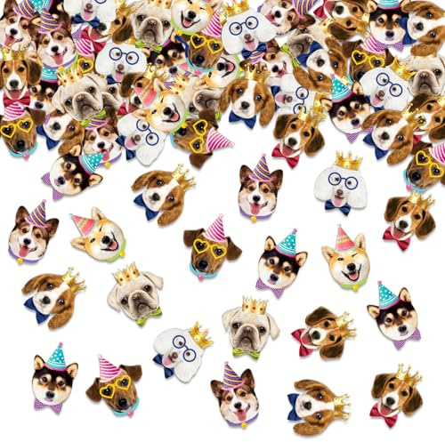 ParPix 100 Stk Hunde Geburtstag Deko Konfetti, Groß 5,8cm Hundegeburtstag Streudeko, Haustiere Hund Kindergeburtstag Confetti, Geburtstag Hund Konfetti, Hund Tiere Streudeko für Haustiere HundeParty