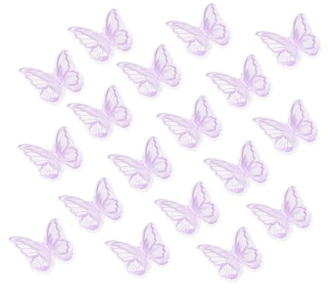 PATIKIL 20Pz Farfalle Decorative, 2.4 Doppio Strato Pizzo Organza Farfalla Patch Toppe Ricamate Applique Da Cucire Per Abito Da Sposa Vestiti Cappello Tendina, Viola
