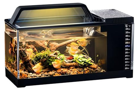 Kit De Acuario,Pecera con Iluminación LED Integrada Y Filtro Silencioso - Bomba Silenciosa Y De Filtración, Accesorios Inteligentes para Decoración En Dormitorio Y Sala De Estar
