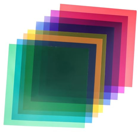 8 Stück Gel Lichtfilter Farbkorrektur Lichtfolien für Blitz 30cm PC | LED Lichtquellen, Film und Fotoeinsatz, Transparentes Farbfilter mit 8 Farben