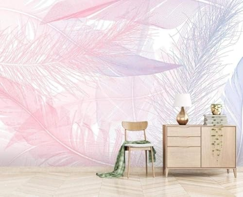 HongYouQi 3D Tapete Wohnzimmer Sofa Rosa Feder Landschaft Tv Schlafzimmer Tapete Wohnzimmer Wandbild-150Cm×105Cm