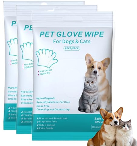 Ninnyi 18 PCS Pet Wipes for Dog and Cat, Thickened Wash Free Dog Wipes, Gentle Cleaning and Hypoallergenic, for Fur Face, Body, Eye, Ear, Bum and Paws