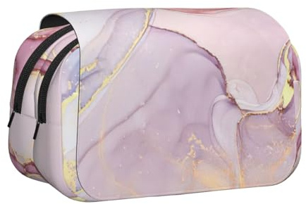 UVBDF Federmäppchen mit Marmor-Druck, doppellagig, Klappetui, Organizer, Schreibwaren-Tasche für Kinder, Geschenk für Kinder, Violett und Gold, Schwarz , Einheitsgröße, Taschen-Organizer