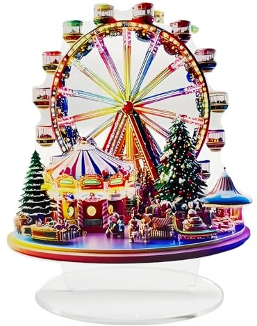 Riesenrad – Weihnachts-Riesenrad-Ornament, musikalisch animiert | Dekoratives rotierendes Riesenrad mit Lichtern und Feiertagsmusik für Weihnachts-Hausdekoration, Party-Display