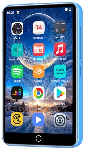 80GB MP3 Player, ZAQE M505 Bluetooth Music Player, HiFi Sound Digital Music, Built-in HD Speaker, FM Radio, Voice Recorder, Earphones Included, 4.0 Full HD Display