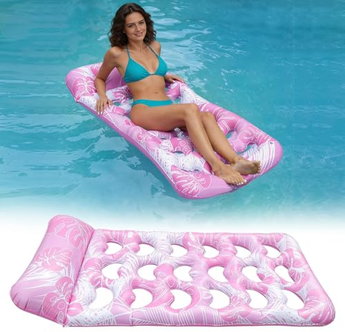 Radeau de piscine gonflable - Matelas gonflable pour piscine - Rose - Avec appui-tête - Pour adulte - Pour piscine, lac et plage