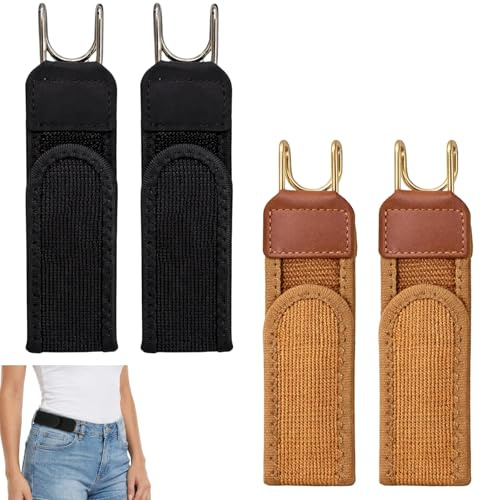 JazRvr 4 Stück Gürtel Ohne Schnalle, Gürtel Ersatz, No Buckle Belt, Flexibel, Universell Für Männer Und Frauen, Metall-Haken-Design, Verstellbare Magische Klemme, Komfortabel Und Einfach Zu Bedienen