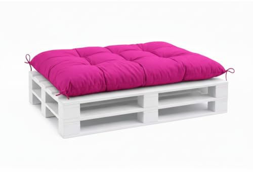 VBChome Palettenkissen für Europaletten Möbel Palettenauflage Garten Balkon Lounge 12 Farben mit Schaumstoffflocken Füllung inkl. Befestigungsbänder (Rosa, Sitzkissen 120 x 80 cm)
