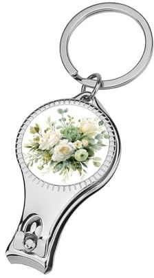 Coupe-ongles professionnel en eucalyptus avec roses vertes sauge et blanches pour homme et femme