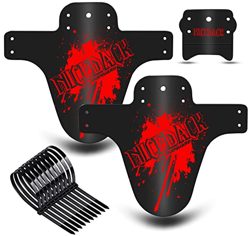 NICEDACK MTB Schutzbleche,Fahrrad Mudguard 2 Stücke MTB Mud Guard Mountainbike Hinten und Vorne Schlamm schaber Spritzschutz (A-Schutzbleche, A-Rot)