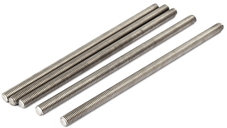 sourcing map 5 Stück Gewindestangen M8x180mm Edelstahl 304 Gewindestift Metrischem Vollgewinde Bar Gewindestäbe für Befestigung CNC-Werkzeugmaschinen 3D-Drucker Industrie Geräte