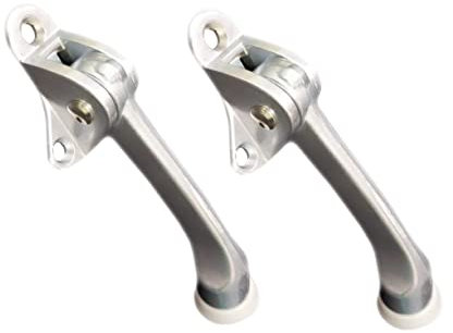 QCAA Heavy Duty Kickdown Door Stopper, 4, Zinc Die Cast, Satin Chrome, 2 Pack, Made in Taiwan