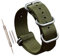 MZBUTIQ 28mm Grün Uhrenarmband Nylon Ersatz Extra Lang für Herren Matte Silberne Schnalle 5 Ringe