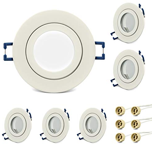 KYOTECH Einbauleuchten bad rahmen 6er set,Runder Wasserdichte Einbauleuchten rahmen led strahler IP44 für Feuchtraum Badezimmer Dusche Aussen,Mit GU10 Fassung für Halogen und LED Strahler