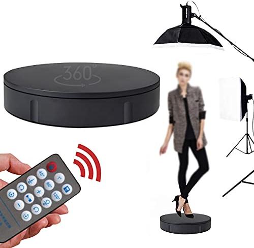 RCBDBSM Piatto Girevole Rotante Elettrico Espositore per Fotografia, 30 cm Base Girevole Elettrica con Telecomando, per Prodotti Fotografici e Spettacoli, 100kg Capacita,Black