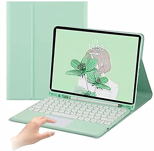 PboyiqiS Keyboard Case for iPad Air 13 Inch (M3 2025/M2 2024)/iPad Pro 12.9 6th/5th/4th Generation,Touchpad Detachable Keyboard with Pencil Holder -Slim Leather Folio Cover, Mint Green