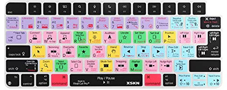 XSKN Shortcuts and Languages Series Silikon-Tastaturabdeckung für Apple iMac M1 Chip Magic Keyboard mit Touch ID A2449 mit Sperrschlüssel A2450 Tastatur (EU&US-Version Final Cut Pro)
