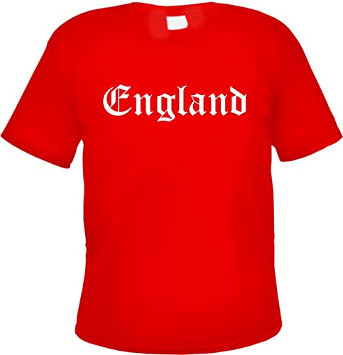 England Herren T-Shirt - Altdeutsch - Rotes Tee Shirt L Rot