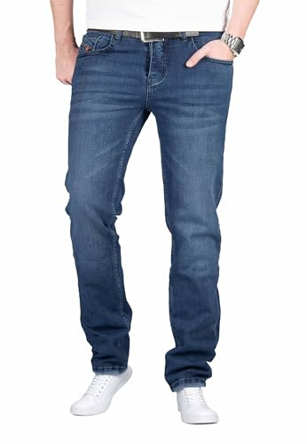 ALESSANDRO SALVARINI Jeans Herren Regular Fit Stretch - Männer Hosen Denim - 98% Baumwolle, 5 Taschen, Knopfleiste, Hose lang