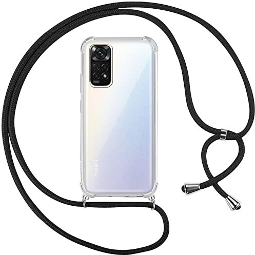 Pnakqil Collier Cordon Coque pour Xiaomi Redmi Note 11 Pro 6.67,avec Cordon Réglable Lanyard Housse Transparente Silicone Anti-Chute Etui Compatible avec Redmi Note 11 Pro,Ètuis à Bandoulière,Noir