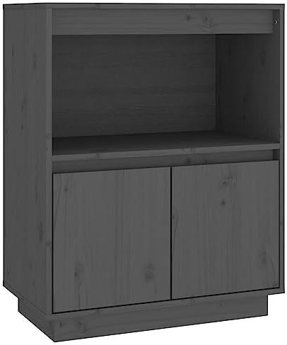 vidaXL Sideboard Kommode Anrichte Schrank Beistellschrank Mehrzweckschrank Standschrank Aufbewahrungsschrank Grau 60x34x75cm Massivholz Kiefer