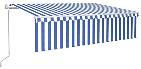 Festnight Elektrische Gelenkarmmarkise 6x3 m Markise Elektrisch Sonnenschutz mit Volant Einziehbare Sonnenmarkise Terrassenmarkise Balkonmarkise Terrasse Balkon mit Handkurbel