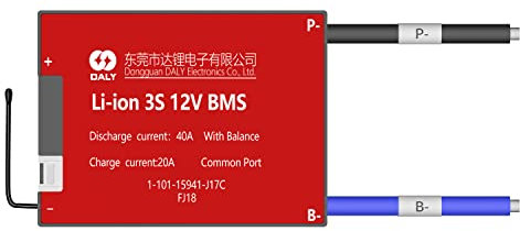 DALY BMS 3S 12V 40A Li-Ion Akku Management System Akkupack Protection Board mit Common Port und Balance Leads für Home DIY 18650 Battery Electronic Device