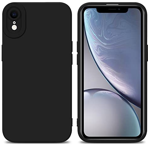 Cadorabo Hülle kompatibel mit Apple iPhone XR Schutzhülle TPU Silikon Case Liquid Design mit Kameraschutz Slim Kratzfest Weiche Gummi mit Rundumschutz Case Hülle für iPhone XR in Schwarz