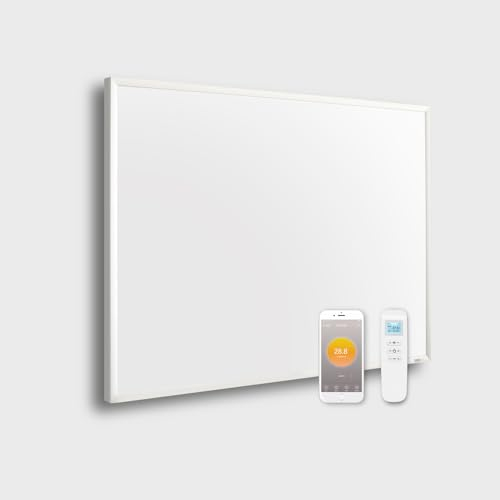 Infrarotheizung Standgerät - 580 Watt - App Steuerung & Fernbedienung & Thermostat - Elektroheizung mit Standfüßen & Wandmontage - Standheizung mit Rollen - Überhitzungsschutz - Energieeinsparend