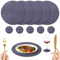 NAKIHOUSE 12er Set Tischsets Weihnachten Rund Blau Platzstes, Gewebte Tischsets Abwaschbar Platzsets mit Untersetzer, Hitzebeständig rutschfest Platzdeckchen für Hochzeit, Fest-34cm