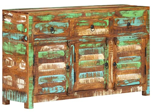vidaXL Sideboard Kommode Anrichte Schrank Mehrzweckschrank Beistellschrank Standschrank mit Stauraum Wohnzimmer 110x30x65cm Altholz Massiv