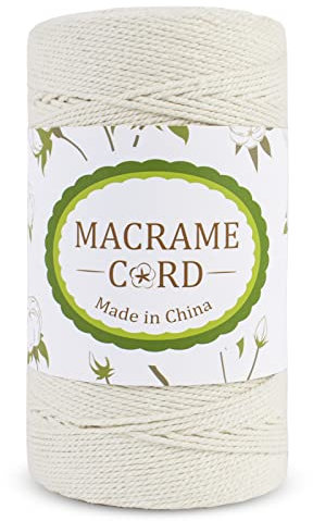 LEREATI Corda Macrame 2mm x 300m Filo Macrame Cordoncino Cotone Macramè Filo, Cordino per Borse Uncinetto, Arazzo da Parete, Bohémien, Decorazione Acchiappasogni (Naturale)
