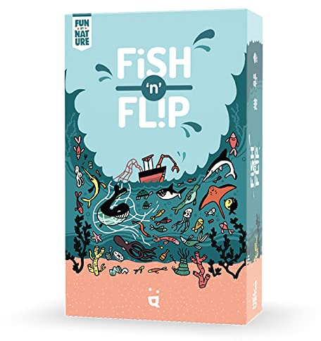 Helvetiq Fish 'N' Flip-Kartenspiel, Strategiespiel mit Ozean-Thema, kooperatives Spiel, lustiges Familienspiel für Kinder und Erwachsene, ab 7 Jahren, 1–4 Spieler, durchschnittliche Spielzeit 20