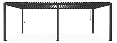 Bioklimatische Pergola Ozean 3,6 x 7,2 cm, Anthrazit aus Aluminium mit schwenkbaren Lamellen, Pazebo Abdeckung