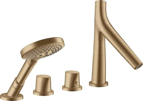 hansgrohe AXOR Starck Organic 4-Loch Wannenrandarmatur mit Thermostat, 2 Verbraucher, 12425140, Farbe: Brushed Bronze