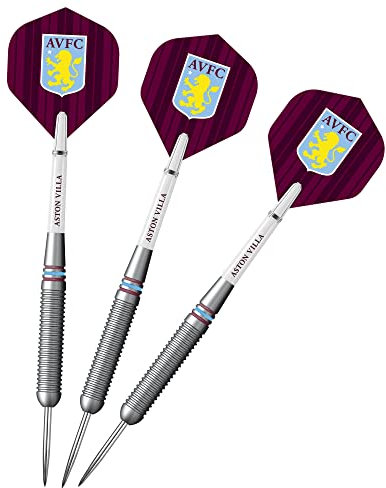 FOCO Offizielles Lizenzprodukt von Aston Villa Football Club Villans FC, Stahlspitze, Messing-Dartpfeile, Blau, Weinrot (D1423)