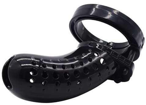 Bad Dragon - Dotted Chastity Cage Large Peniskäfig Keuschheitsgürtel mit Löchern Keuschheit ergonomisch BDSM SM (Black)