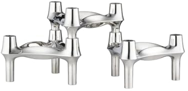 Stoff Nagel BMF Kerzenständer 3er-Set aus Zinklegierung mit Vernickelung, Maße je Halter (DxH): 11,7 x 6,7 cm, 8034