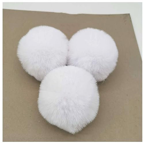 Egurs 20 Stück Kunstfell Bommel Bunte Bommeln bälle Pompon Flauschiger Fellpompon Faux für Damen und Mädchen Tasche Mützen Schals Schlüsselanhänger Deko Zubehör 8cm Weiß 20 Stück