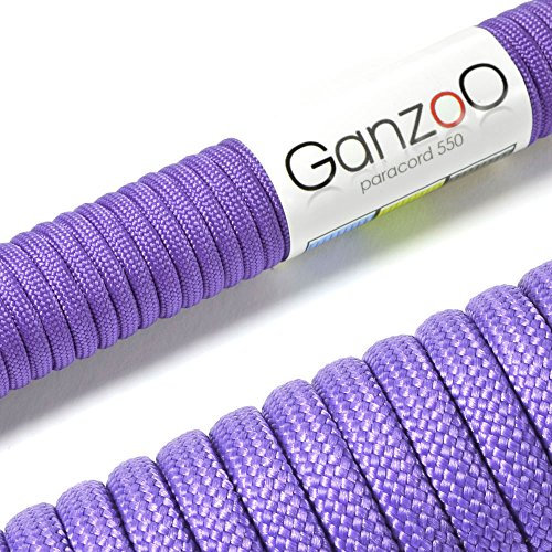 Ganzoo Paracord 550 Seil Flieder 4mm Schnur Typ 3, Nylon & Polyester, ideal für Basteln von Hundeleine Halsband Armband/Camping Survival und Outdoor 3 Meter Allzweckseil 7 Innenstränge