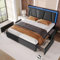 Kehun Polsterbett Doppelbett 140x200 cm mit LED-Kopfteil, Stauraumbett 4 Stauraum Schubladen,Lattenrost aus Holz, Modern Bett Bettgestell aus Metallrahmen, Leinen, Grau, Ohne Matratze